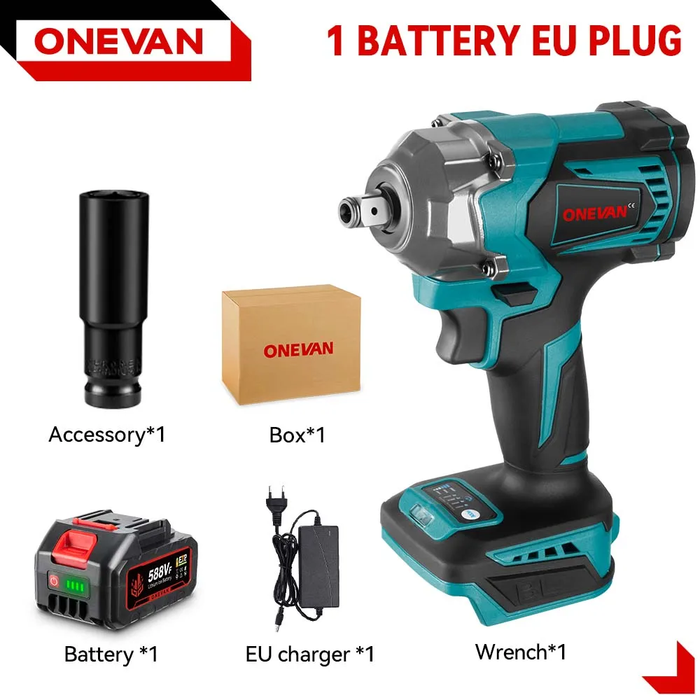 ONEVAN 1200N.M borstelloze elektrische slagmoersleutel 3 functies 1/2 "snoerloze draagbare schroevendraaier boorgereedschap voor Makita batterijpin