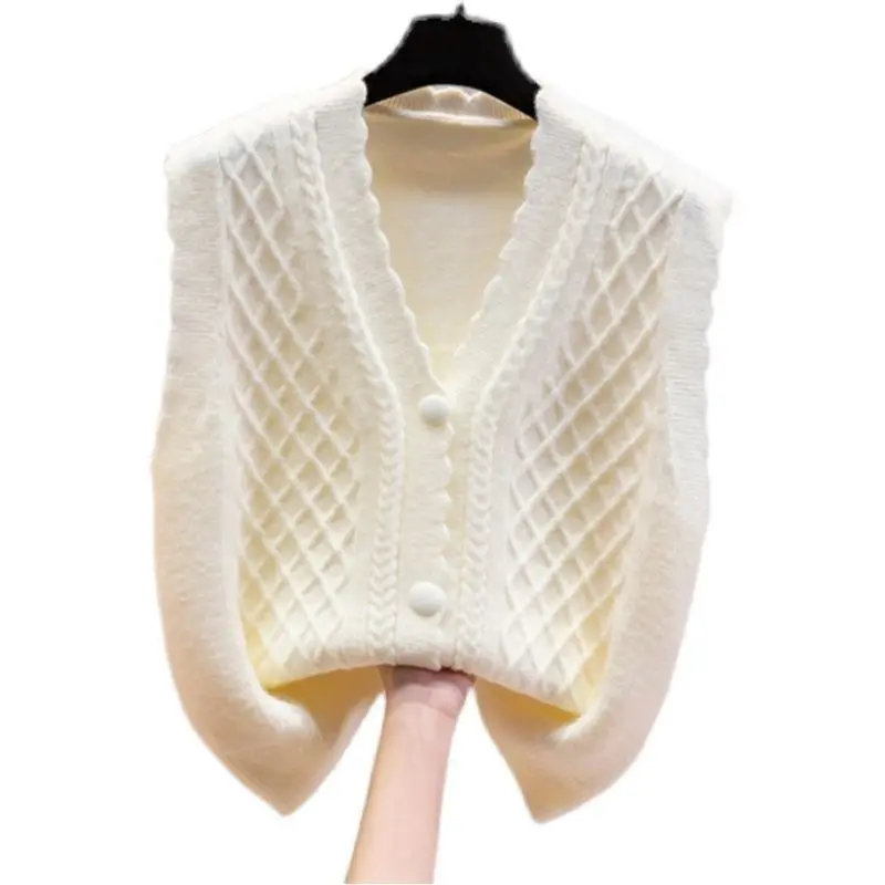 2025 ฤดูใบไม้ผลิผู้หญิงเกาหลีใหม่แฟชั่นอเนกประสงค์ถักเสื้อสเวตเตอร์ถักเสื้อกล้าม