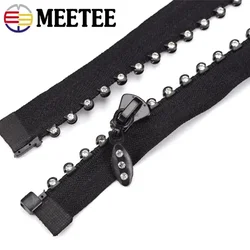1/2/5Pcs 5# Rhinestone Resin Zippers 50/60/70cm Open-End Decorative Zips Down Jacket Bag Clothes DIY Sewing Supplies Accessories