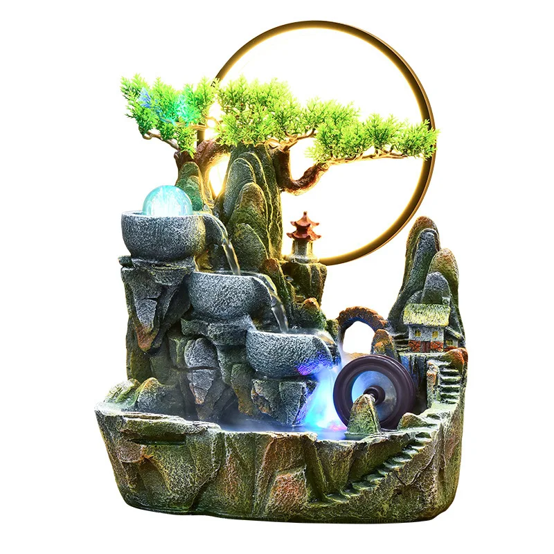 Alpine flowing water fish tank rockery fountain landscape decoration ornaments waterwheefeng shui wheel circulation