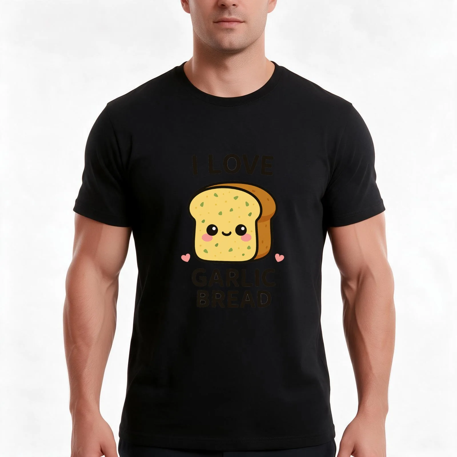 I Love Garlic Bread - Kawaii Garlic Bread T-Shirt, Summer Casual Cotton Tee, Oversized Streetwear Tops, Vintage Graphic Print