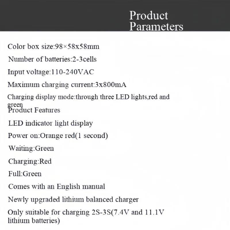 B3-Ladegerät, Balancer-Ladegerät, Drohnenbatterie, 2S3S Lithium-Batterie, 7,4V 11,1V, Quadcopter, Drohne, Auto, Bootsmodell – Detail 3