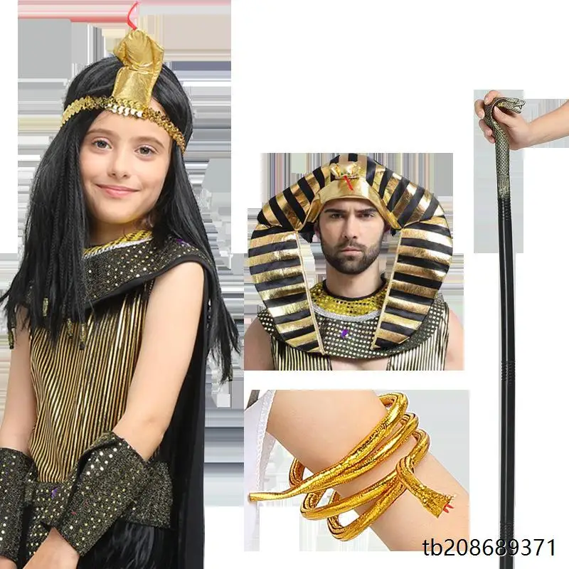 باروكة ملكة الهالوين، زي تنكري للحفلات والنوادي الليلية، قبعة فرعون برأس ثعبان، زي تقليدي للنساء