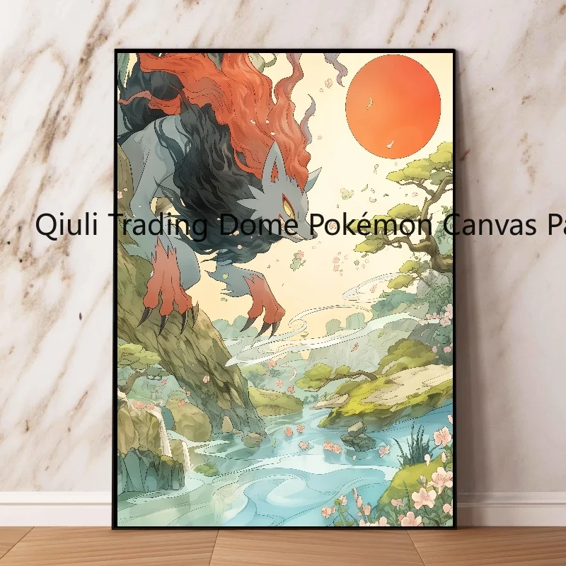 Malarstwo Anime na płótnie Pokemon Bulbasaur Charmander Squirtle plakat i druk akwarela na ścianę obraz ozdobny prezenty dla dzieci