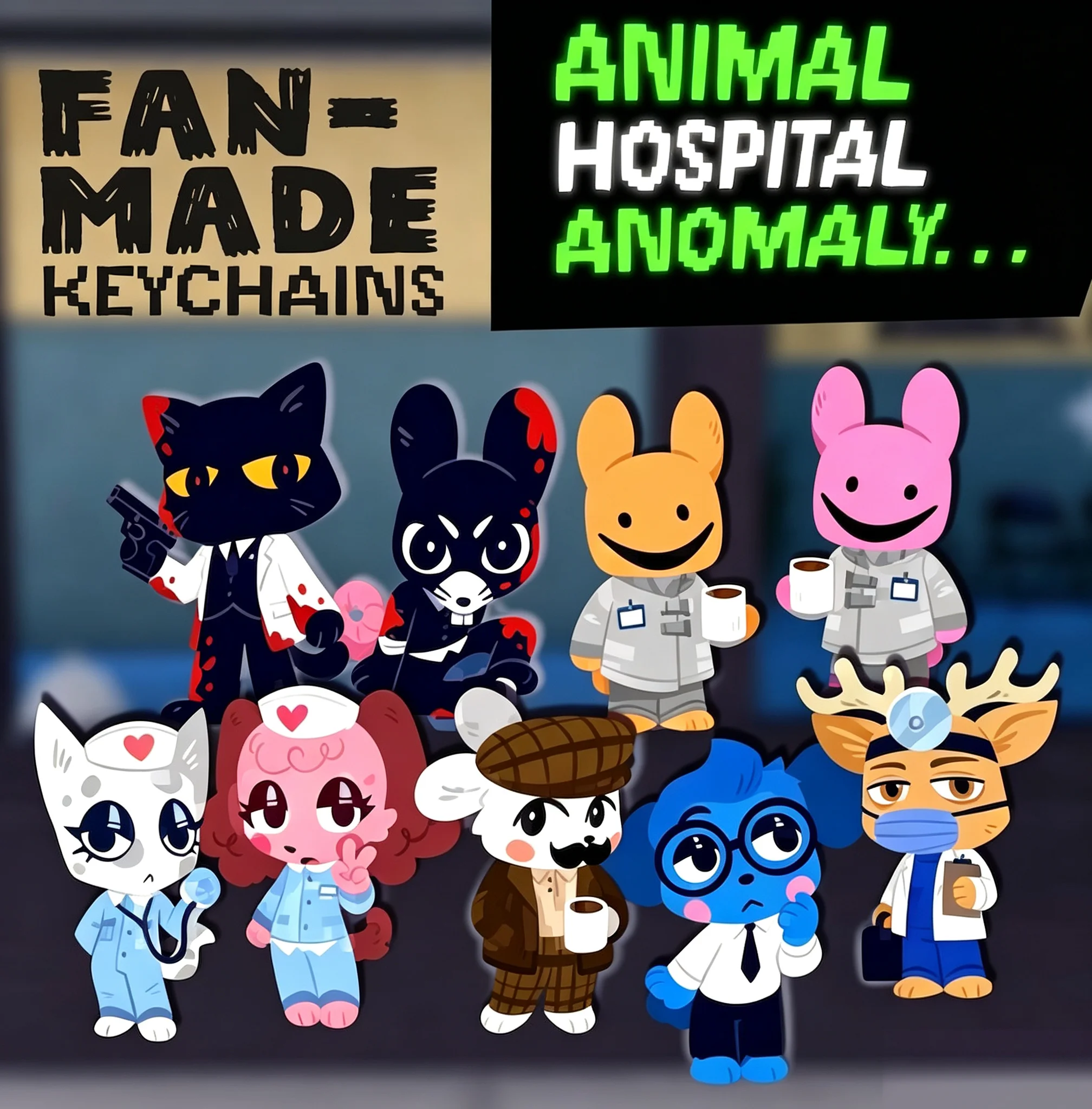 Animal Hospital Anomaly Acrylic Keychain | Intern, Secretary, Nurse, Head Nurse, Secret Agent, Rattew, Barney, Dr. Harlow