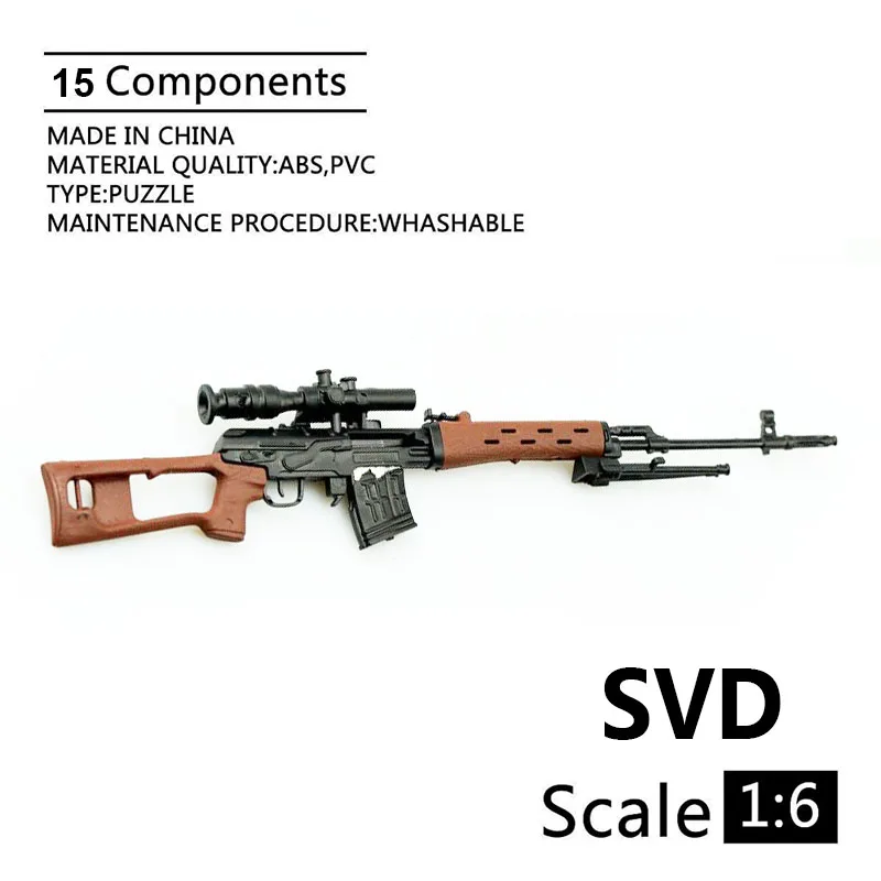 Fusil de sniper SVD en plastique 4D, modèle d\'arme jouet, poupées de figurines d\'action de soldats de 12 pouces, échelle 1/6, 1:6