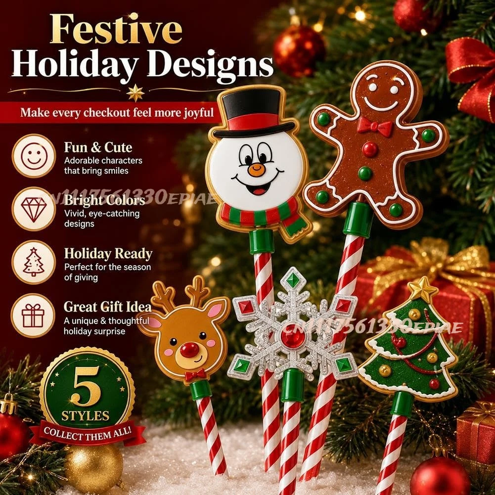 Christmas Credit Card Wand Tap to Pay Magic Reader Payment Debit Holder,Candy Cane Handheld Accessory for Retail Stores