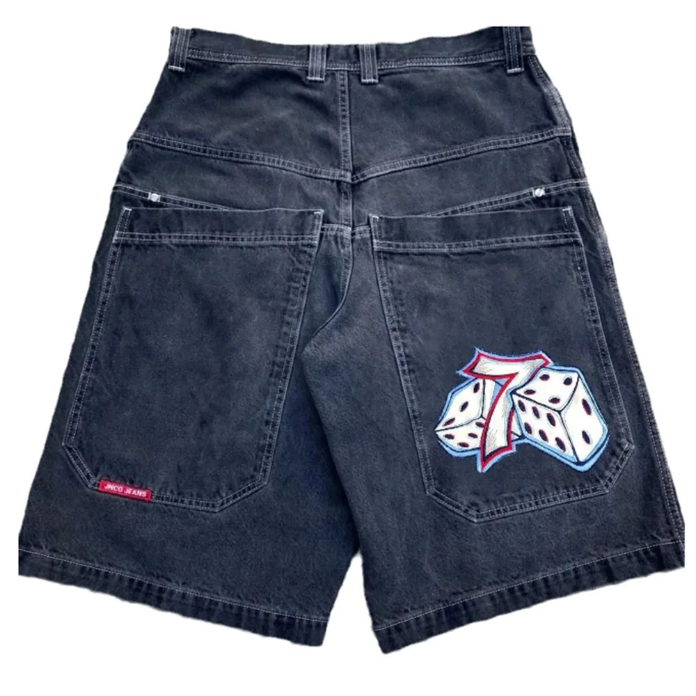 Pantalones cortos de mezclilla holgados para hombre, Shorts góticos de estilo Hip Hop con bolsillo, ropa de calle Retro estilo Harajuku para