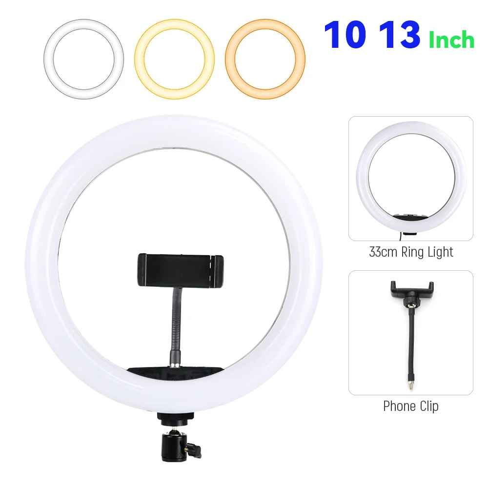 13inch 33cm LED Selfie Ring Light Dimmable Photography Fill Lamp For Phone Makeup Youtube Live VK Video Photo Studio Ringlight