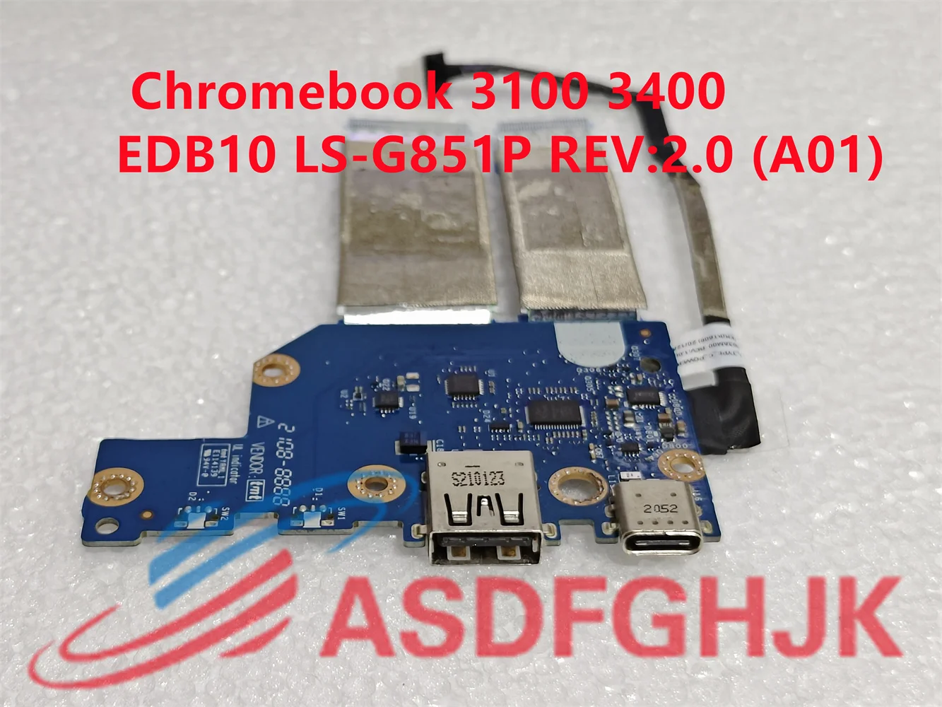 Original ls-g851p, rev: 2.0 (a01) para dell chromebook 3100 3400, ls-g851p, ls-g851p, com teste de cabo usb, 2020