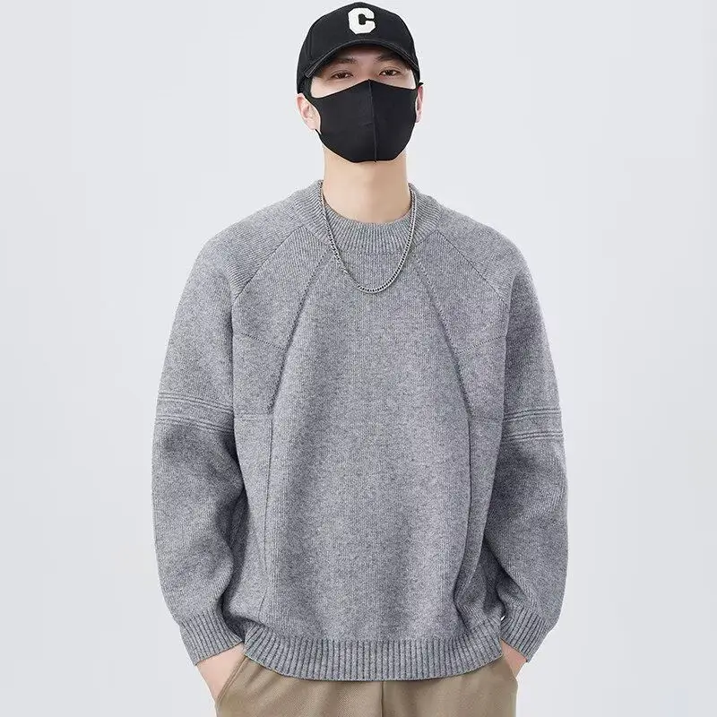 

Casual Loose Men's Knitted Sweater round Neck Pullover Simple Style Winter Fashion Versatile Comfortable Lazy Style Knitwear