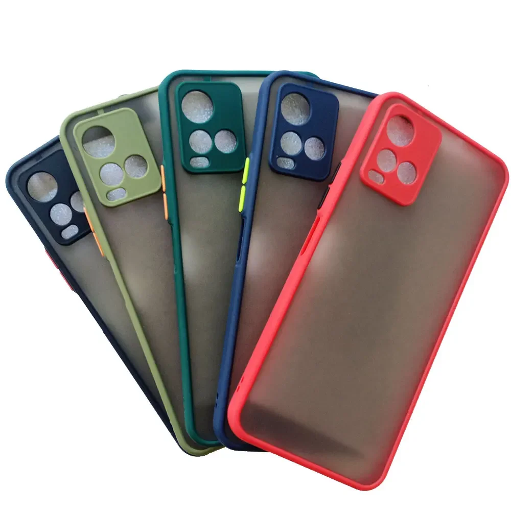 For vivo Y33s Case vivo Y21 Y21s Cover Shockproof Bumper Color TPU Frame Transparent Vivo V2111 V2109 V2110 Matte Hard PC Case