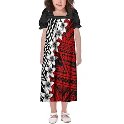 Pacific Island Clothing Custom Mumu New Girls Dress Polynesian Hawaiian Samoa Club Children'S Puffle Sleeve Dress Full Skirt