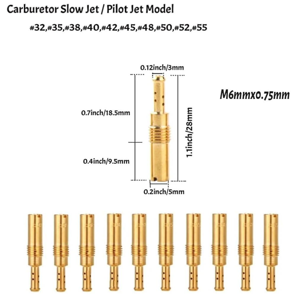 30Pcs Carburetor Main Jets and 10Pcs Slow Jets Pilot Jet Kit Fits for PWK Keihin OKO KOSO CVK