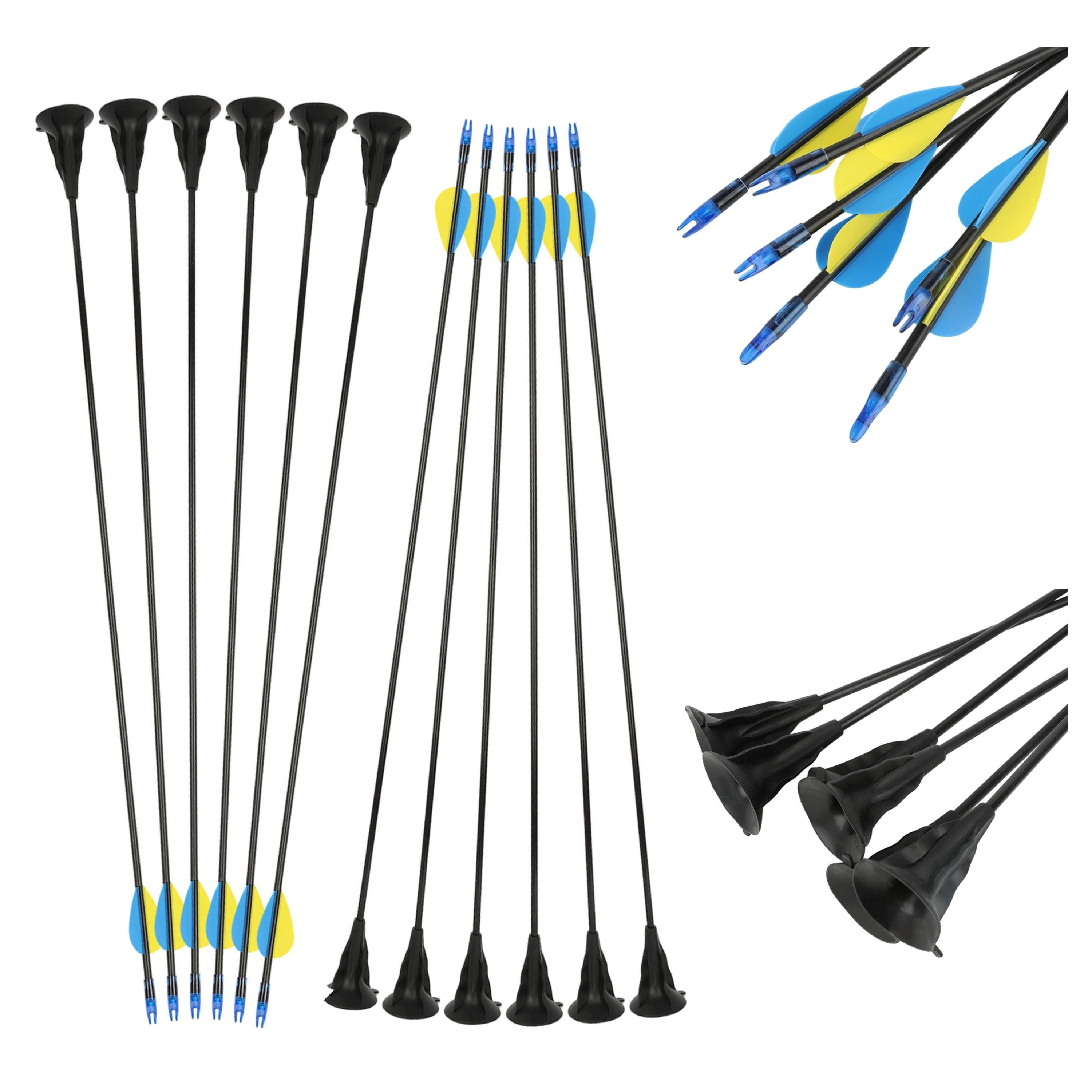 

Archery Game Fiberglass Suction Cup Arrows Rubber Feather Target Arrows for Recurve Bows Indoor Outdoor Training Target