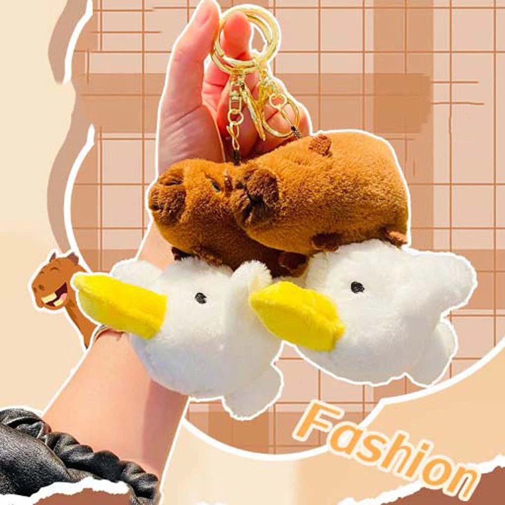 Capybara Pelican Stack Capybara Plush Keychain Hanging Accessories Big Fat Goose Guinea Pig Pendant Soft Stuffed Capibara