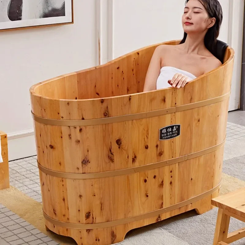 Beautiful Portable Household Bathtub Seau Wooden Solid Foot Bath Bucket Large Fumigation Banheira Adulto House Furniture CY50YT