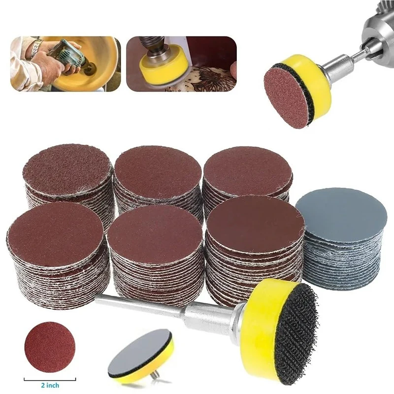 2 Inch 62-303 Pcs Sandpaper Set 50mm Sanding Disc Sanding Disc Abrasive Paper 2 Inch Abrasive Polishing Pad for Dremel Tools