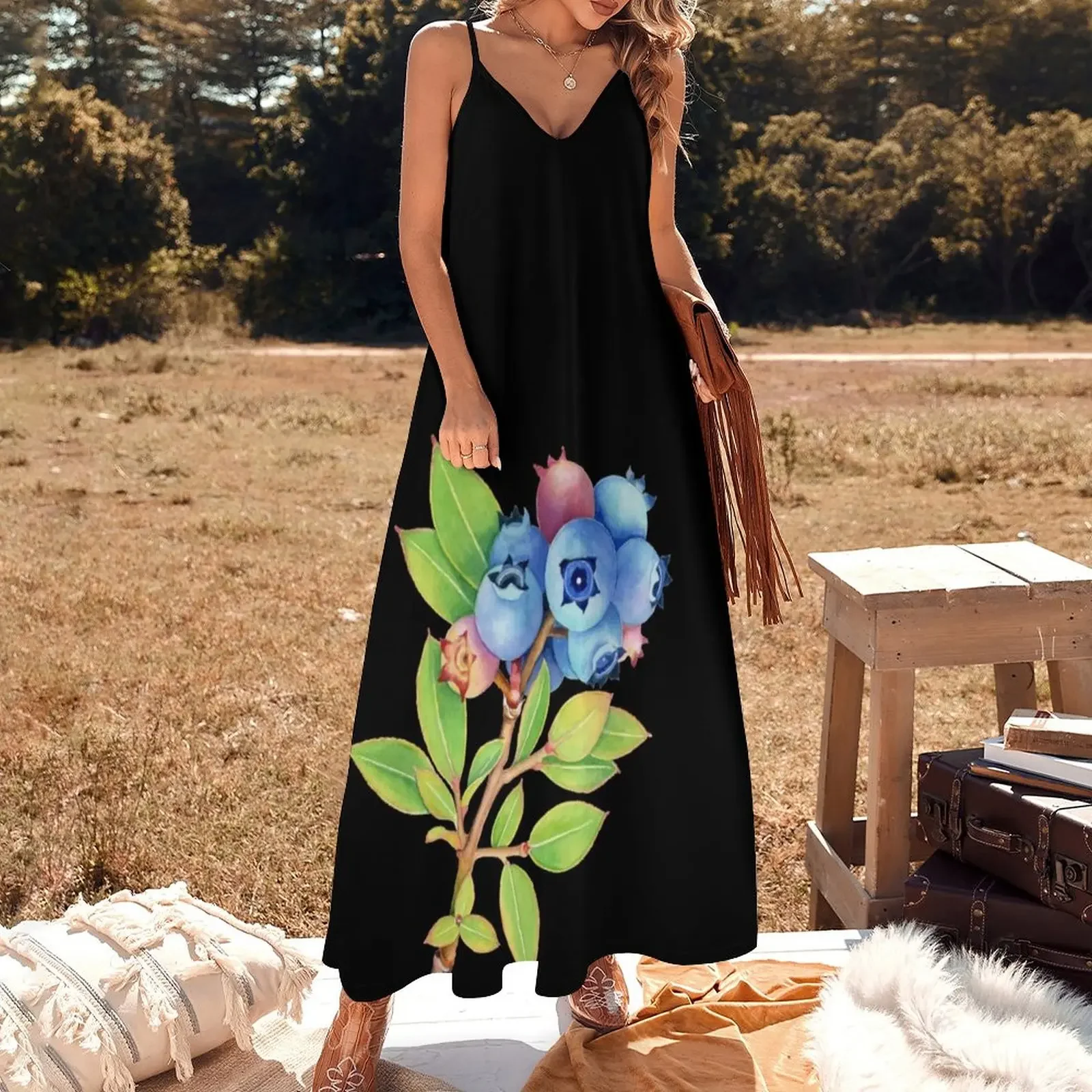 Wild Maine Blueberries Sleeveless Dress dress women summer 2025 summer dress woman 2025 Long dresses