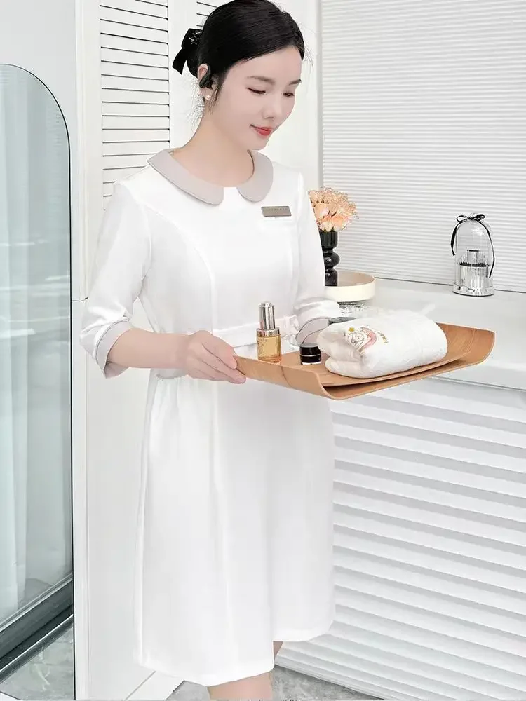 Beautician Korean Medical Hospital Maternity Center Nurse Dress Beauty Club Foot Bath Staffs SPA Uniform Wholesale Free Shipping