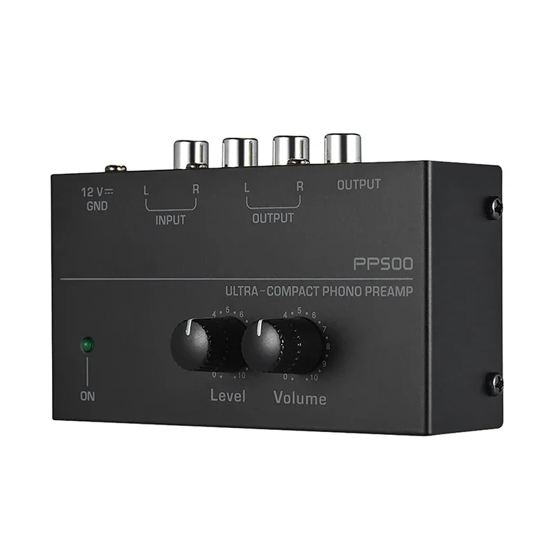 Portátil Phono Preamp pré-amplificador com Volume Nível Control LP Vinyl Turntable, entrada RCA, 1/4 "TRS saída Interfaces