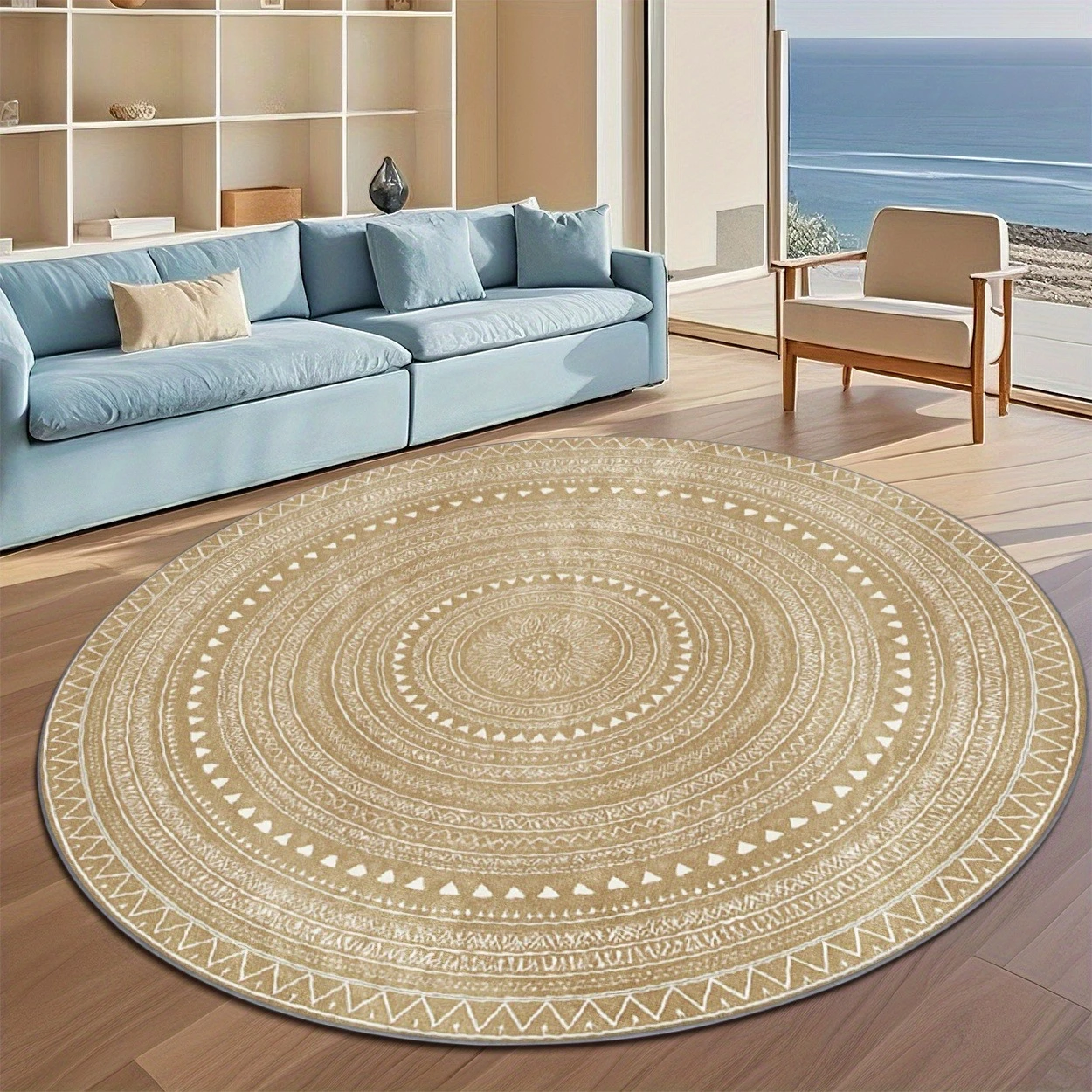 Teal Gold Marble Abstract Round Rug  Metallic Textured Geometric Circular Floor Mat Luxury Modern Non Slip Bedroom Decor Carpet
