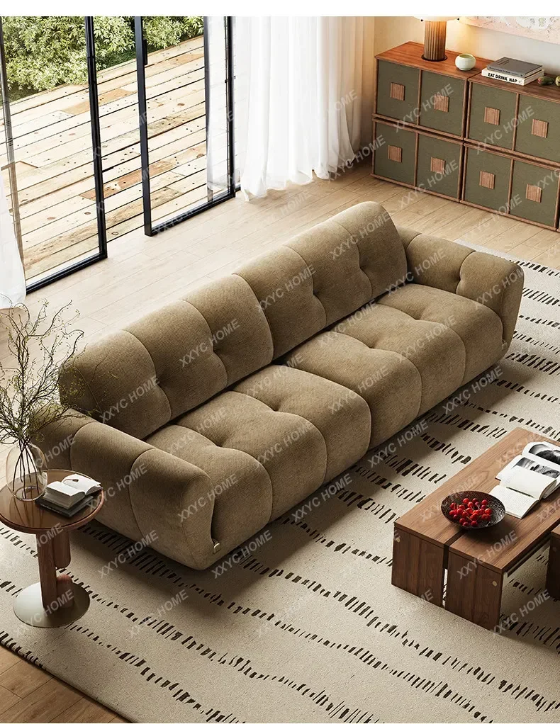 a50 Design surprise quiet wind fabric sofa modern simple living room small apartment chocolate cotton and linen sofa