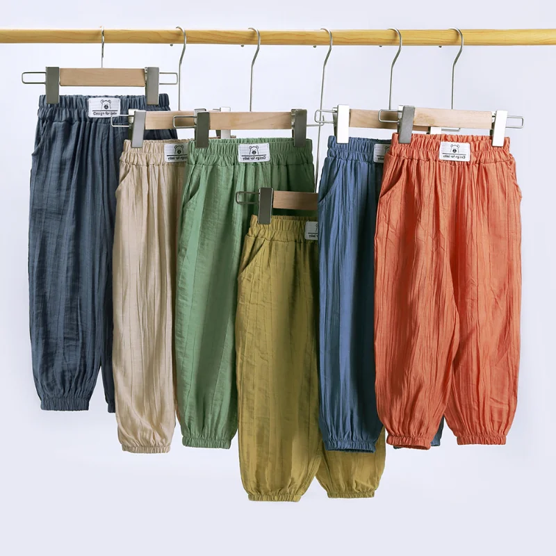 Korean Kids Harlem Pants Summer Ice Silk Mosquito Proof Pants Girls Long Trousers Children Clothes Casual Pants Boys Pajama Pant