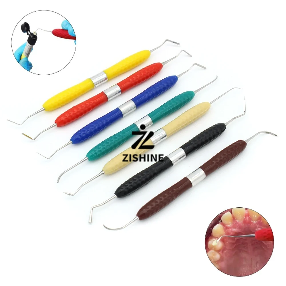 7Pcs/Set Dental CT1-CT7 Composite Resin Filling Instrument Non-Stick Polishing Double Ended Restorative Spatula Silicone Handle