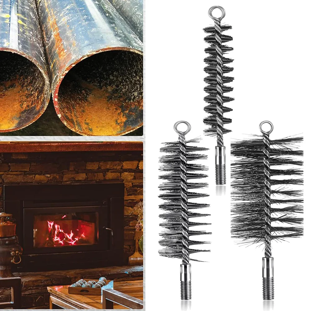 3PCS Furnace Pipe Wire Brush Boiler Brush Chimney Brush 30/50/80 Mm Rotary Brush Pipe Brush Fireplace Inner Wall Cleaning Tools