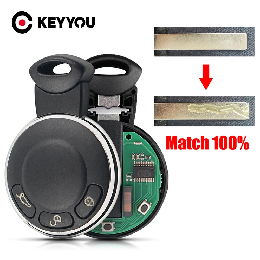 

KEYYOU With Cutting Service Remote Car Key For BMW MINI Cooper 2006 - 2013 PCF7945A ID46 Chip 315/433/868 MHz KR55WK49333