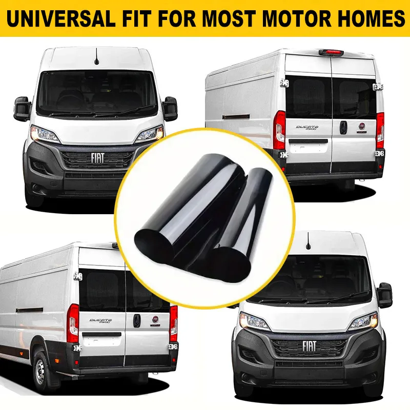 

20x200cm Glossy Black Vinyl Sun Strip Large For Camper Van Motorhome Sprinter Transit Ducato Stripe With Fitting Tool