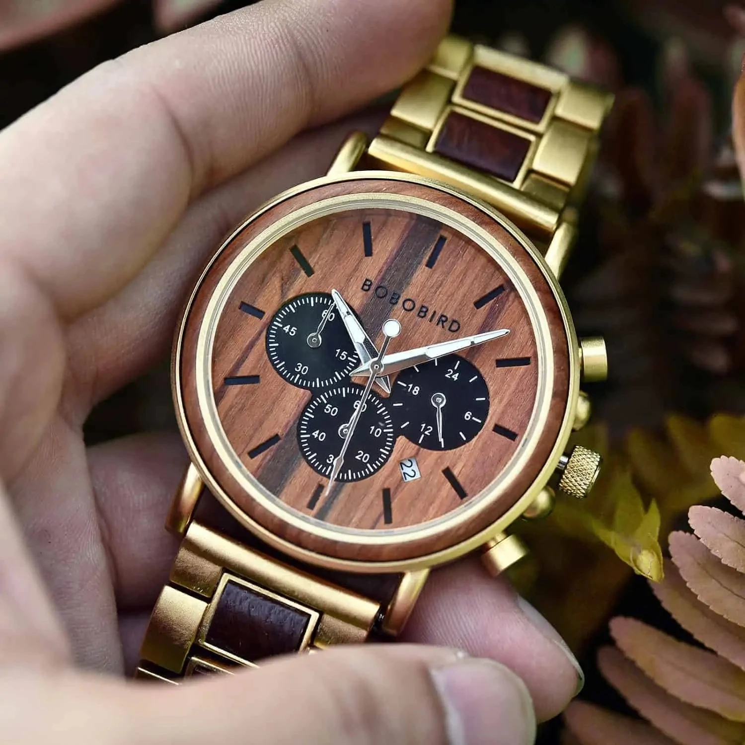 BOBO CHIM Gỗ Nam Dây Đồng Hồ Relogio Masculino Cao Cấp Hàng đầu Chronograph Hiển Thị Ngày Dừng Đồng Hồ Erkek kol saati Quà Tặng Tuyệt Vời