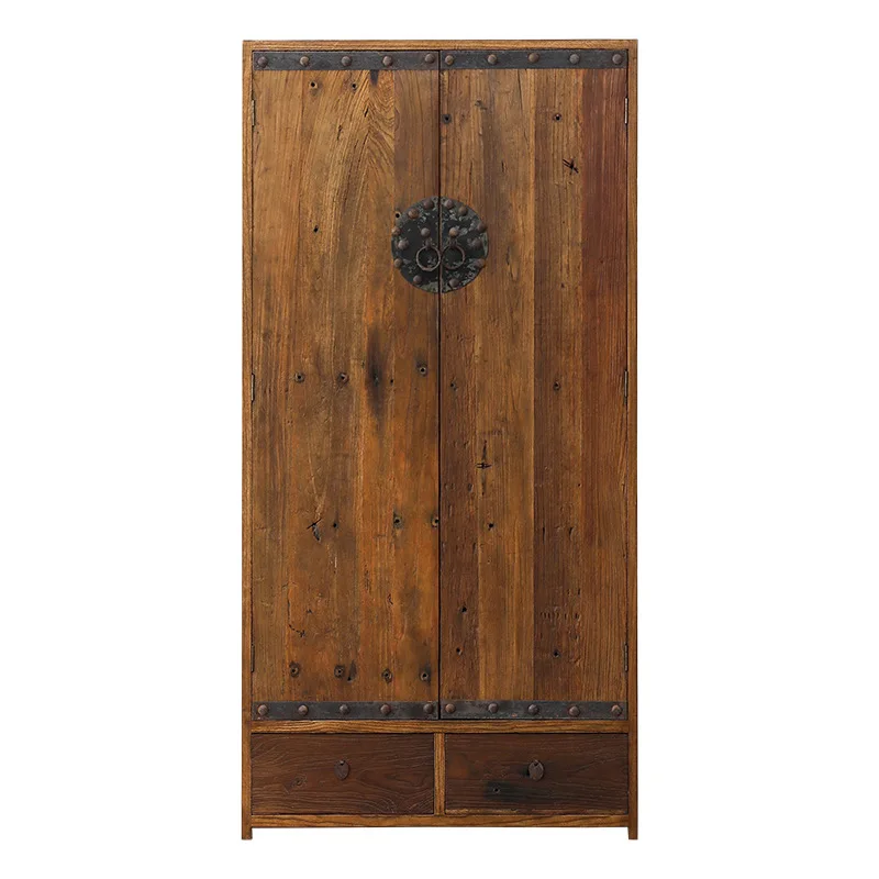 LTT Wabi-Sabi Style Solid Wood Wardrobe for Home, Bedroom, Homestay Clothes Hanging Wardrobe, Wardrobe Storage Cabinet