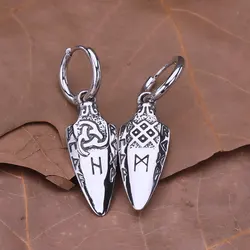Ancient Vikings Rune Symbol Amulet Drop Earrings Scandinavian Nordic Warrior Weapon Spear Dangle Earring Celtic Knot Jewelry