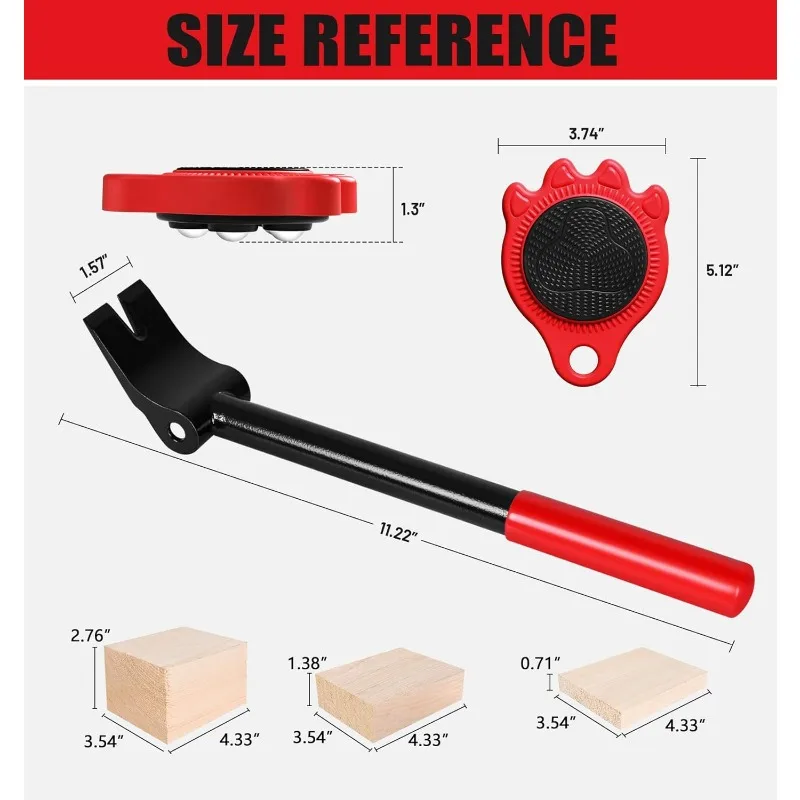 Wheels for Moving Furniture Dolly - 360° Rotating Furniture Lifter Set, Self-Adjusting Base Prevents