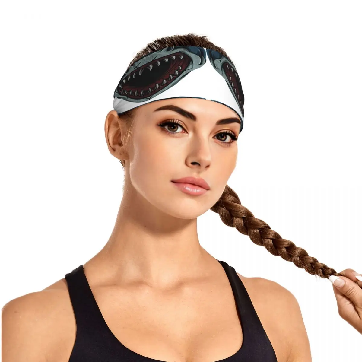 

Custom Shark Teeth Sweatband for Men Women Quick Drying Sports Sweatband Gym Yoga Running