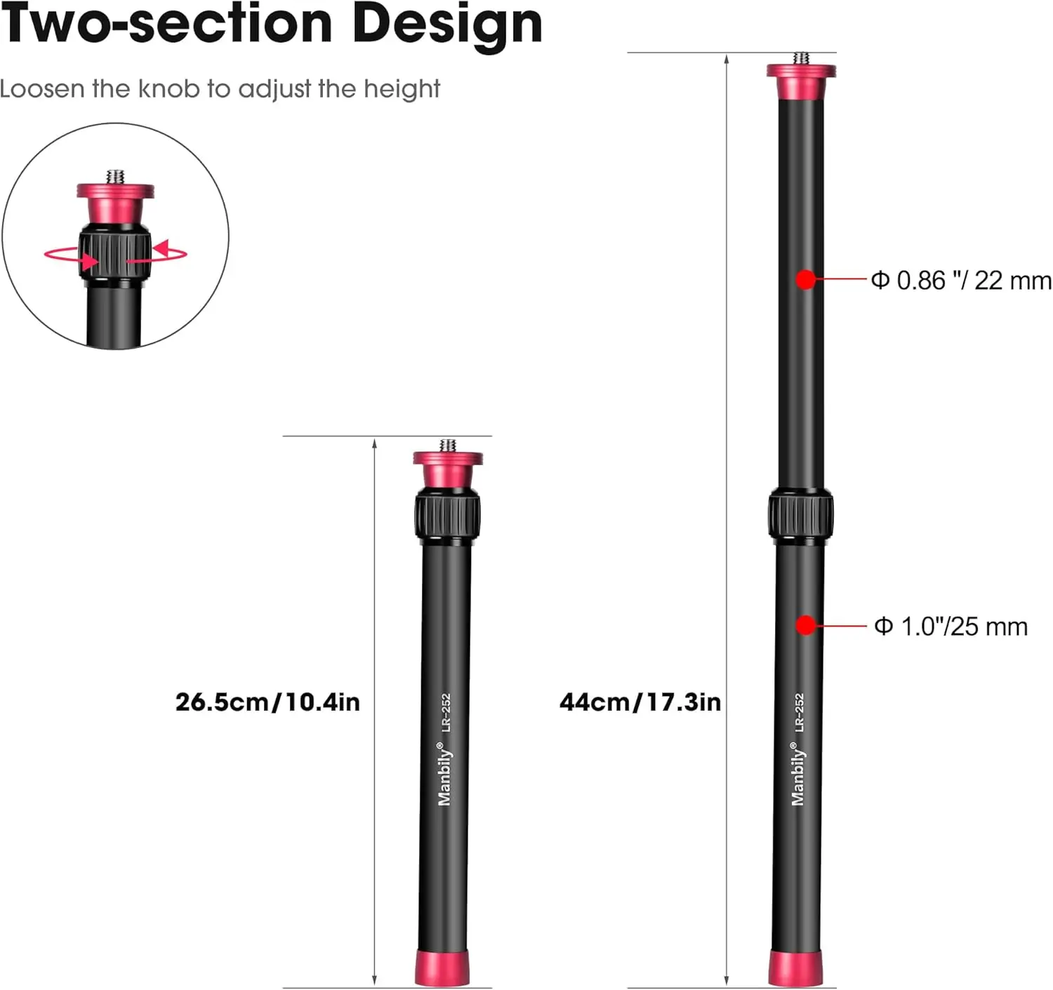 Przedłużka do statywu gimbalowego, pręt ze stopu aluminium z gwintem 1/4" i 3/8" do stabilizatorów gimbalowych smartfonów, Zhiyun Smooth 4, uchwyt OSMO — zdjęcie produktu 6