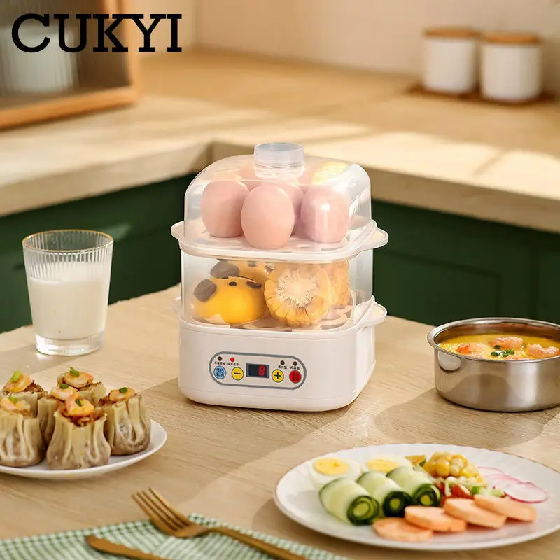 Mini Food Steamer Multi-layer combination Egg Boiler Food Warmer Rice cooker Dry burning Prevention Auto-off Eggtart making Tool