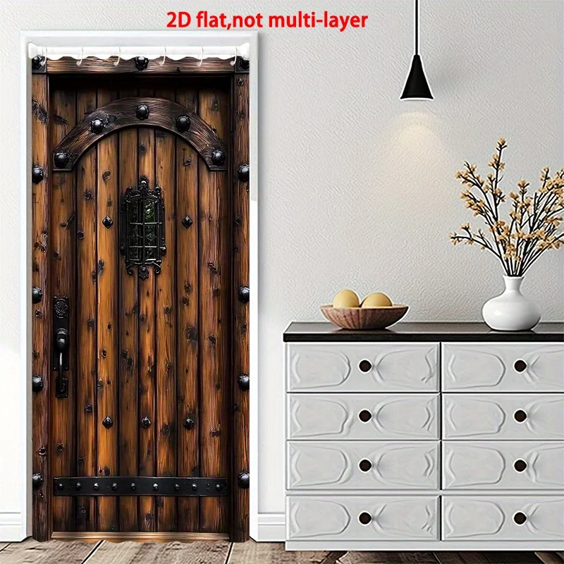 VIKAMA Vintage Wood Grain Print Curtains Classic Style Suitable for Living Rooms and Bedrooms Blackout Curtains for Home Decor
