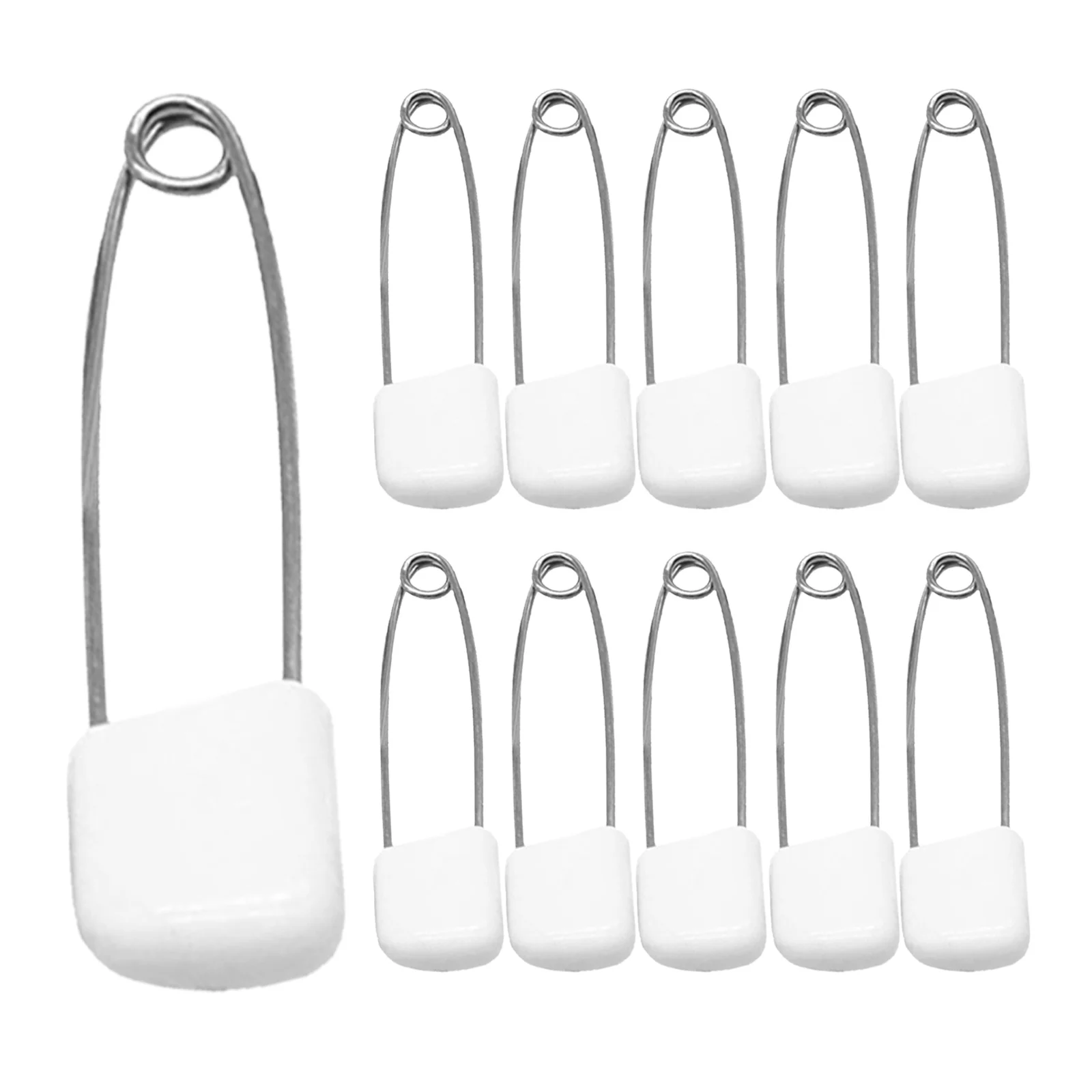 

50Pcs Safety Pins 55Mm Rustproof Stainless Steel with Plastic End Locking Design for Diapers Crafts Socks Gloves