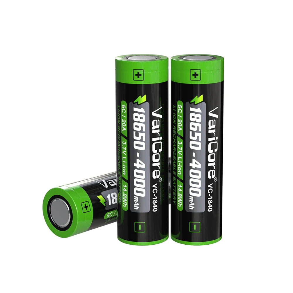 VariCore VC-1840 3.7V Li-ion 18650 Baterai 4000MAh 20A Catu Daya Debit Baterai Senter Lampu Depan Bank Daya Portabel