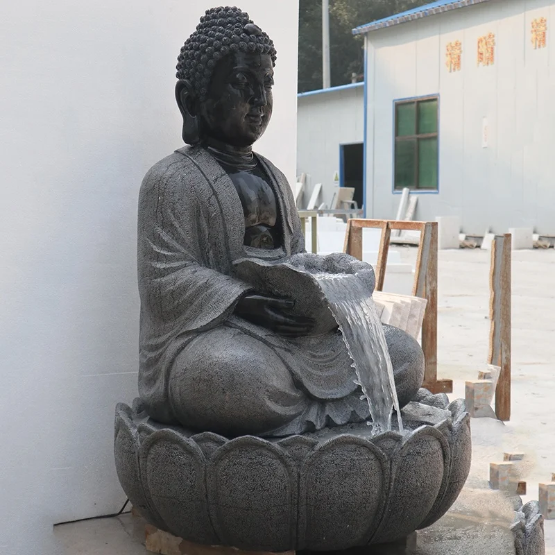 Manufacturer Custom Natural  Black Hand Carved Marble Outdoor Garden Buddha Statues Fountain Sculpture Deposit Only