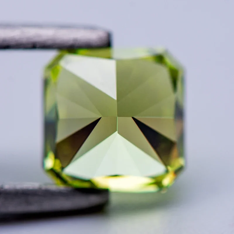 Cubic Zirconia Stone 5A Grade Apple Green Color Asscher Shape 4k Crushed Ice Cut Lab Synthetic Cz Gemstones DIY Jewelry Making