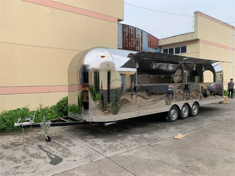 Airstream Style Shiny Stainless Steel Food Trailer Mobile Cart Truck