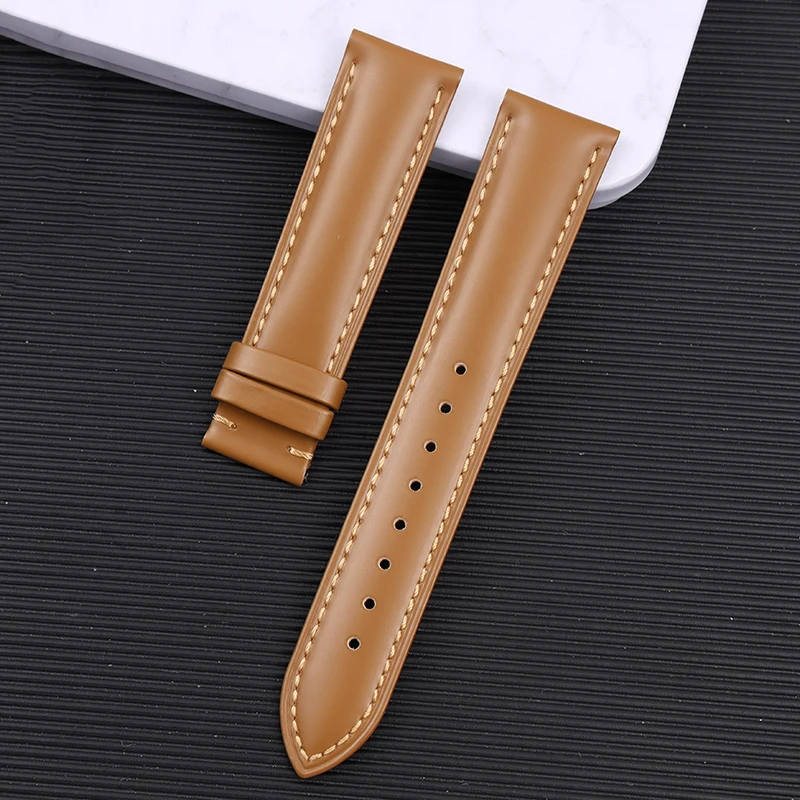 สายนาฬิกาหนังวัวแท้แบบปลดเร็ว เงางาม หนังรัดข้อมือแบบสากลสำหรับ Huawei Samsung ขนาด 20/22 มม. มีสินค้าในสต็อก