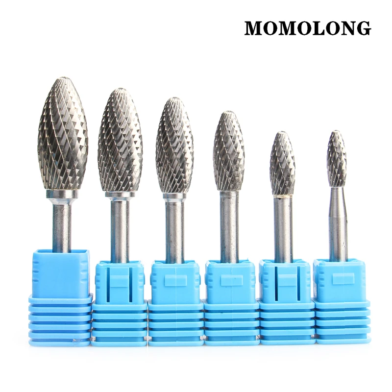 1PCS HX Type Double Slot Tungsten Steel Wood Carving Grinding Head Hard Metal Milling Cutter For Copper YG8 Alloy Rotary File