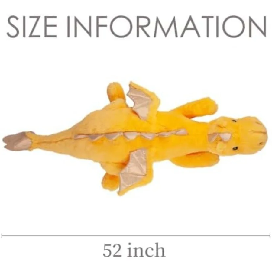 Riesiges 50 Zoll 3 Pfund gelbes Drache-Stofftier mit Flügeln, süßes Plüschtier, flauschiges Jumbo-Dinosaurier-Kissen, weiches grünes Flugsaurier-Plüschtier
