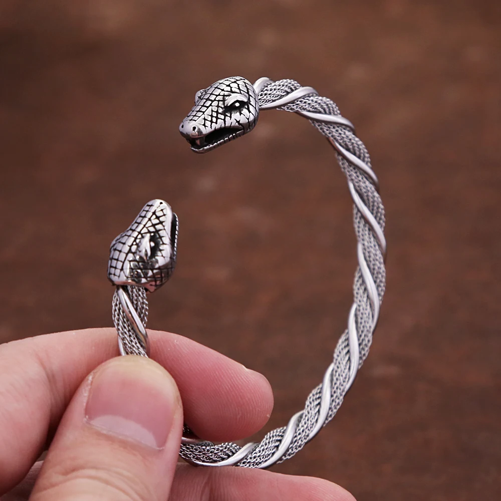 Simple Punk 316L Stainless Steel Snake Bracelet For Man Hip Hop Fashion Animal Bracelets High Quality Amulet Jewelry Wholesale