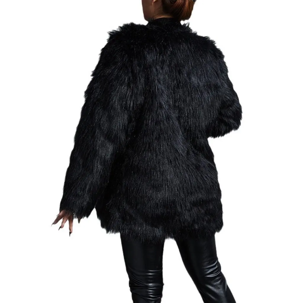 

Женская верхняя одежда из искусственного меха черной лисы без воротника, модная повседневная поставка в европейском и американском стиле